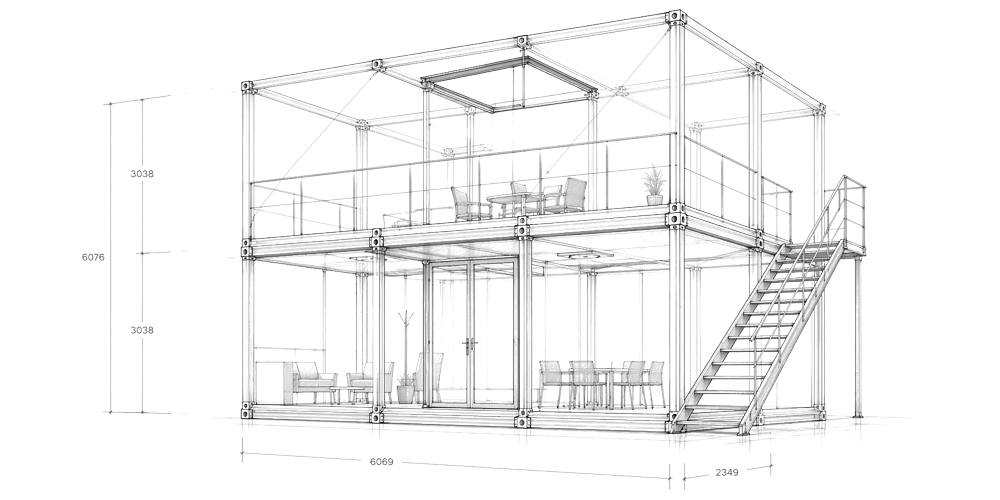 Technische Skizze der Flexbox